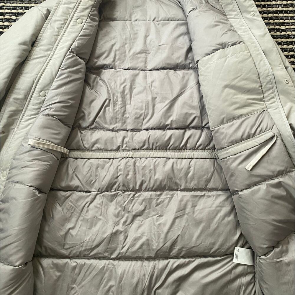 Muji Mens Light Gray Down Hooded Zip Coat Xs View 4